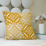 Yelllow Ikkat Cushion Cover