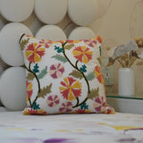 White Square Carnations Cushion Cover