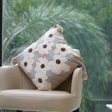 Beige Square Daisy Cushion Cover