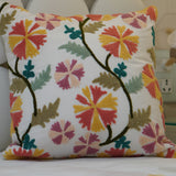 White Square Carnations Cushion Cover