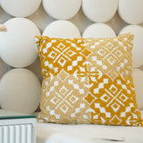 Yelllow Ikkat Cushion Cover