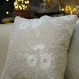 Beige Flower Cushion Cover